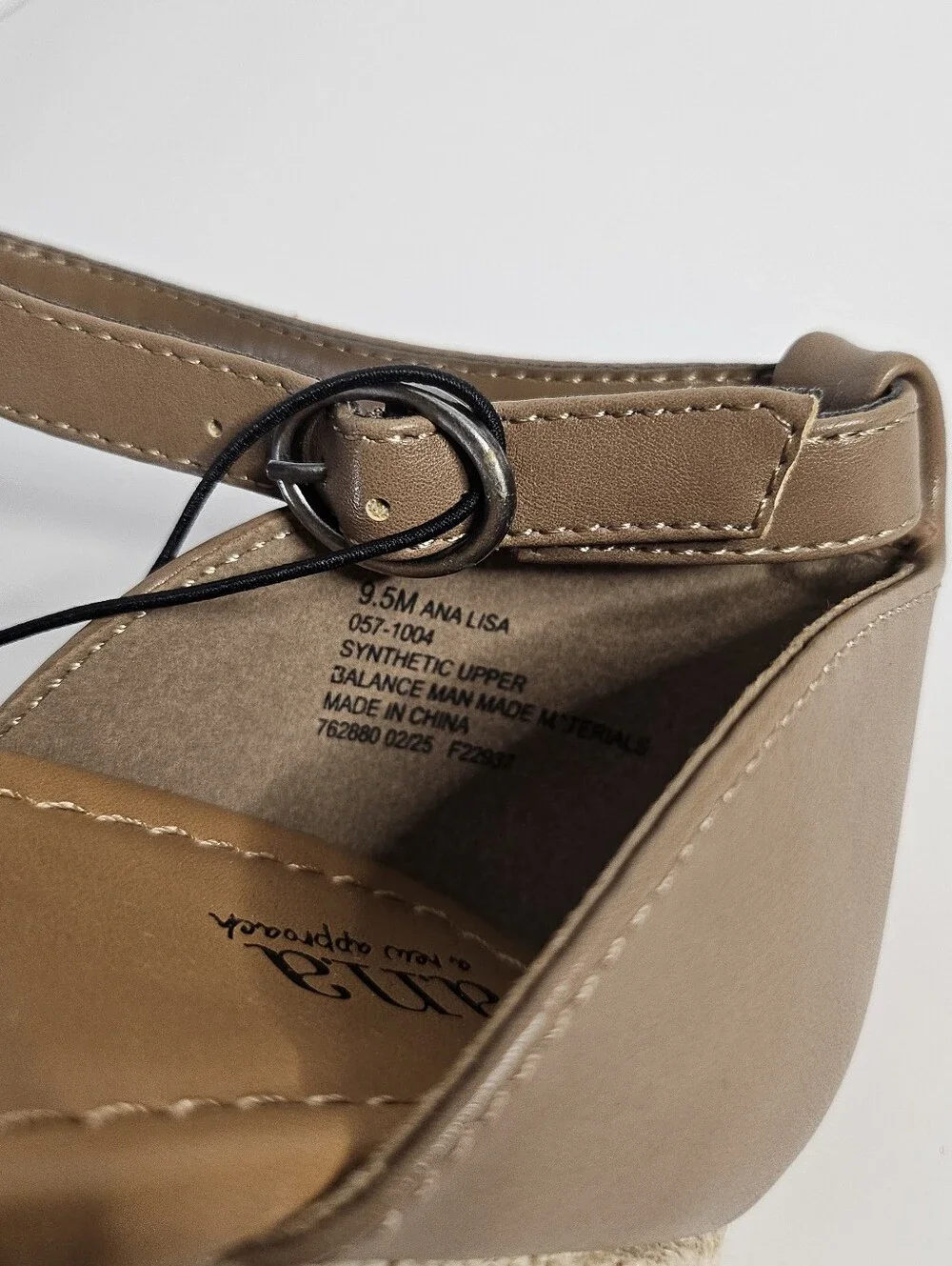ANA Woven Espadrille Platform Wedge Sandals Taupe Ankle Strap Women's 9.5M NWT